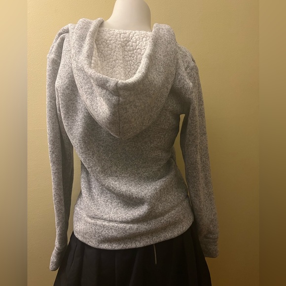 Nike ACG Sherpa Hoodie Women’s Fleece Lined Grey Pullover Button Y2K Gray - Picture 2 of 9